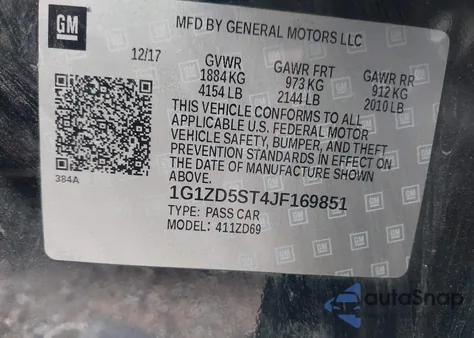 2018 Chevrolet Malibu Lt from USA, damaged, VIN 1G1ZD5ST4JF169851